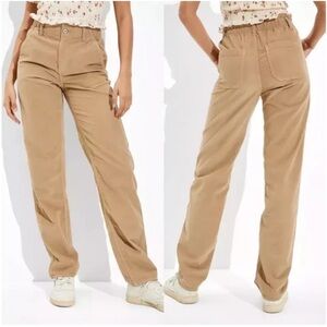 NEW American Eagle Baggy Tan Cuorduroy Pants elastic waist 90s y2k Size 27 (4)